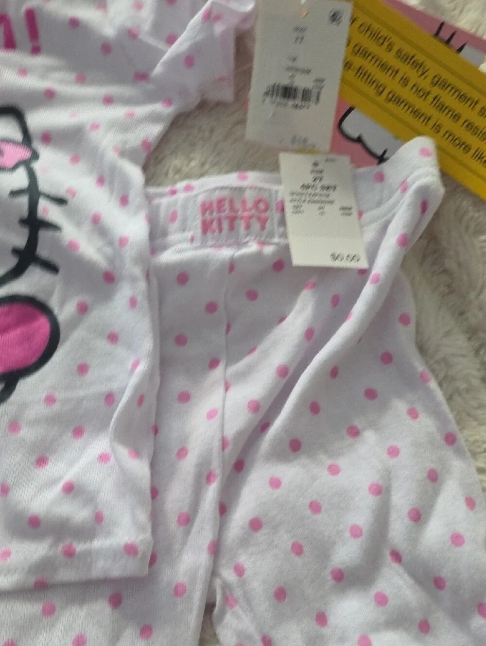 Hello Kitty Pink Polka Dot Pajama Set with Heart Graphic
